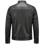 Mens Leather Cafe Racer Biker Jacket Charlie Black