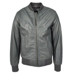Mens Leather MA-1 Bomber Jacket Ryan Grey