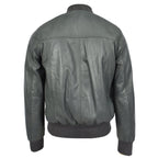 Mens Leather MA-1 Bomber Jacket Ryan Grey
