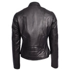 Womens Real Leather Classic Biker Jacket Sophia Black