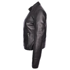 Womens Real Leather Classic Biker Jacket Sophia Black