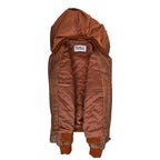 Mens Real Leather Bomber Zip up Detachable Hoodie Jacket Remmy Cognac