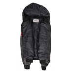Mens Real Leather Bomber Zip Jacket Hooded Remmy Black