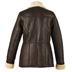 Women Dark Brown Fur Collar Aviator Leather Jacket