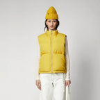 Women Yellow Sleeveless Puffer Vest