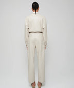 Women's creme lambskin leather dress jumpsuit
