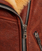 Womens Classic Brown Shearling Distressed Leather Jacket