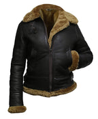 Womens Fur Aviator Flight Jacket