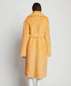 Womens Apricot Soft Curly Fur Shearling Long Coat
