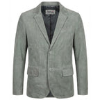 Mens Real Goat Suede Blazer Two Button Classic Jacket Zavi Grey