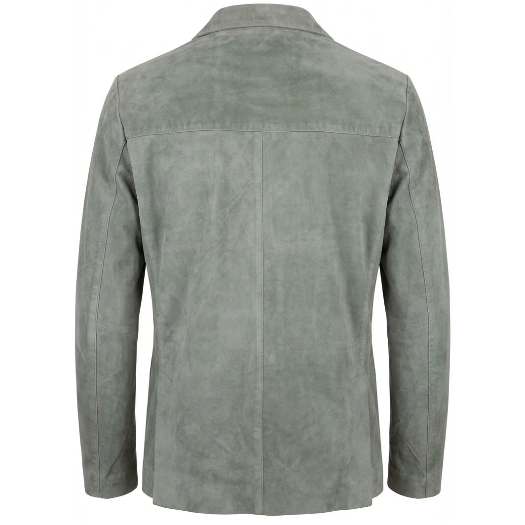 Mens Real Goat Suede Blazer Two Button Classic Jacket Zavi Grey