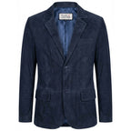 Mens Real Goat Suede Blazer Two Button Classic Jacket Zavi Navy