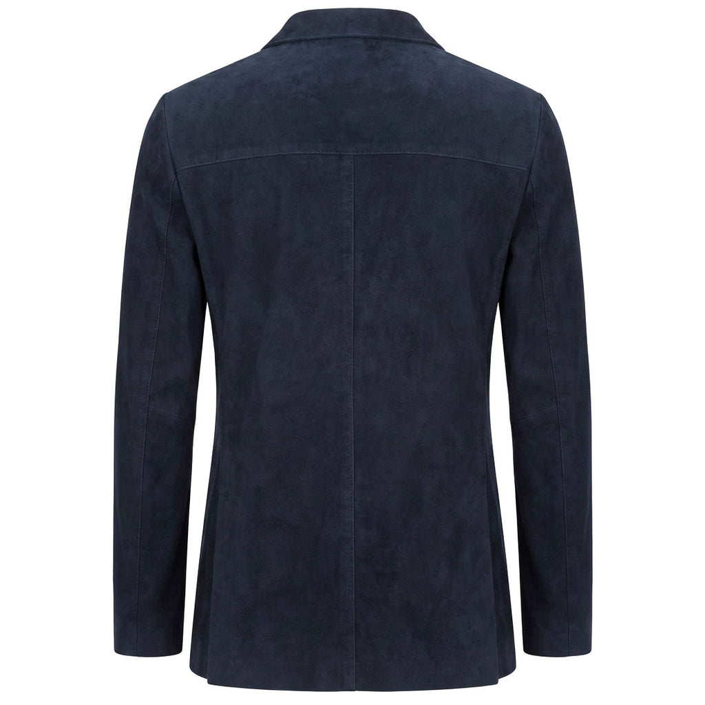 Mens Real Goat Suede Blazer Two Button Classic Jacket Zavi Navy