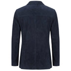 Mens Real Goat Suede Blazer Two Button Classic Jacket Zavi Navy