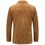 Mens Real Goat Suede Blazer Two Button Classic Jacket Zavi Cognac