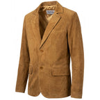 Mens Real Goat Suede Blazer Two Button Classic Jacket Zavi Cognac