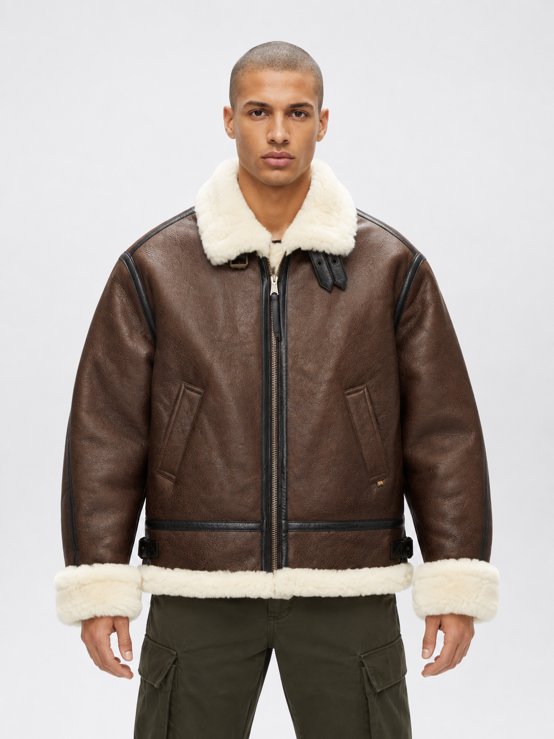 Men’s Brown B3 Sheepskin Shearling Bomber Jacket