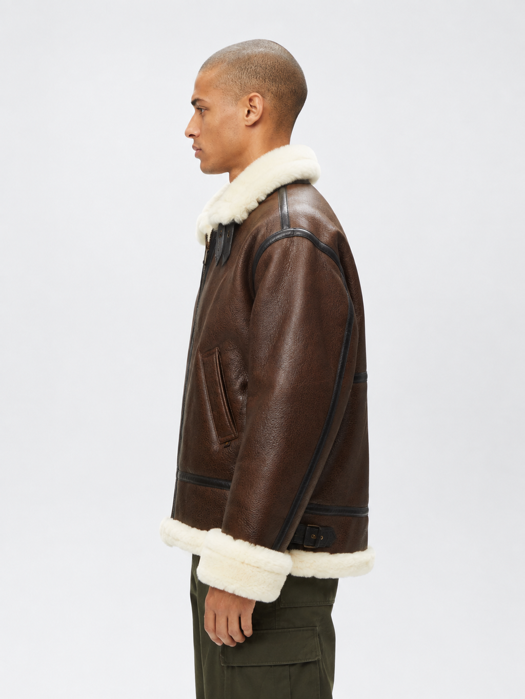 Men’s Brown B3 Sheepskin Shearling Bomber Jacket