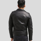 Cain Black Slim Fit Biker Leather Jacket