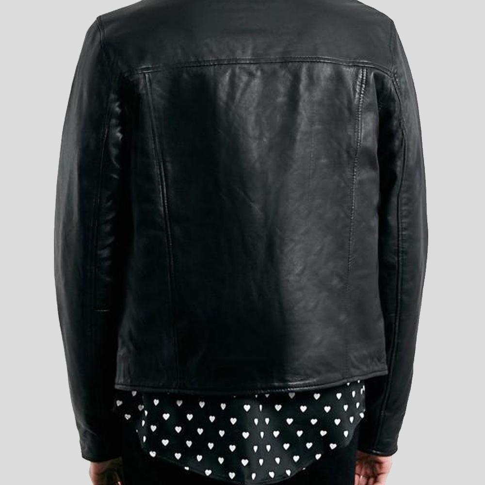 Caleb Black Biker Leather Jacket