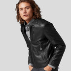 Jake Black Slim Fit Biker Leather Jacket