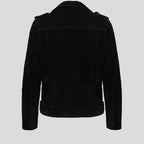 Gracie Black Suede Biker Leather Jacket