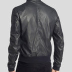 Lymo Black Bomber Leather Jacket