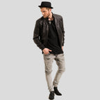 Mosh Black Bomber Leather Jacket