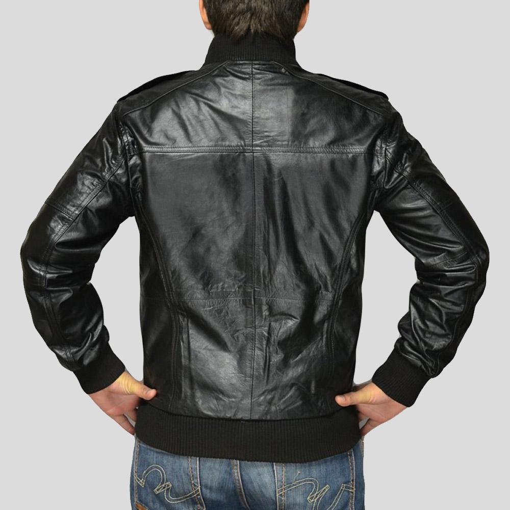 Sang Black Bomber Leather Jacket