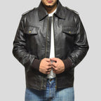 Willy Black Bomber Leather Jacket