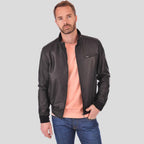 Flynn Black Bomber Leather Jacket