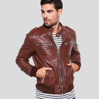 Fonz Brown Bomber Leather Jacket