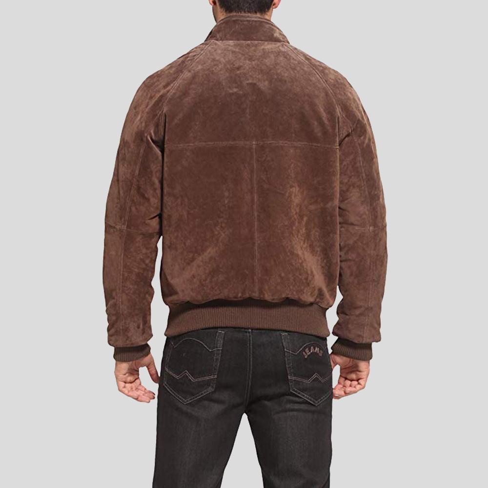 Harry Suede Brown Bomber Leather Jacket