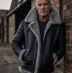 Men B3 Bomber Flying RAF Aviator Real Fur Collar Leather Jacket