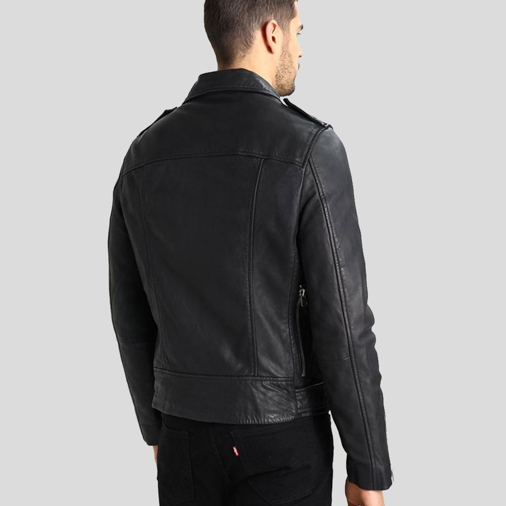 Lupe Black Removable Hooded Leather Jacket