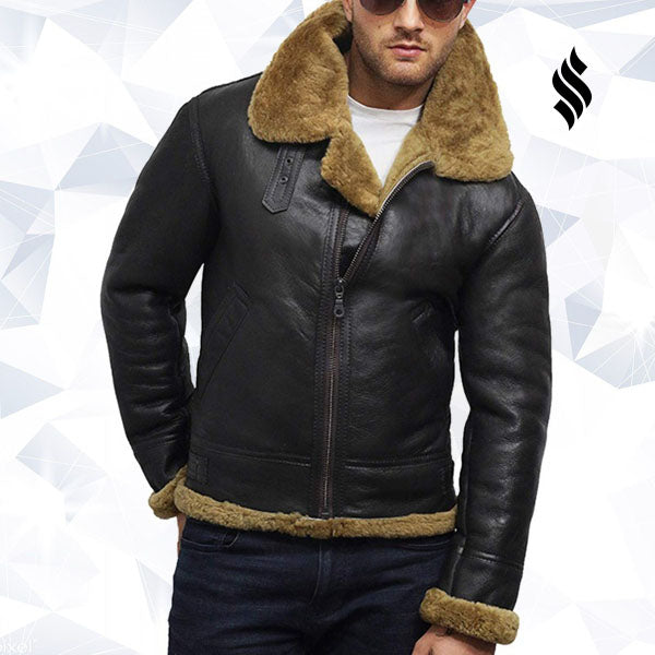 Men's Aviator B3 World War2 Real Shearling Sheepskin Flying Jacket