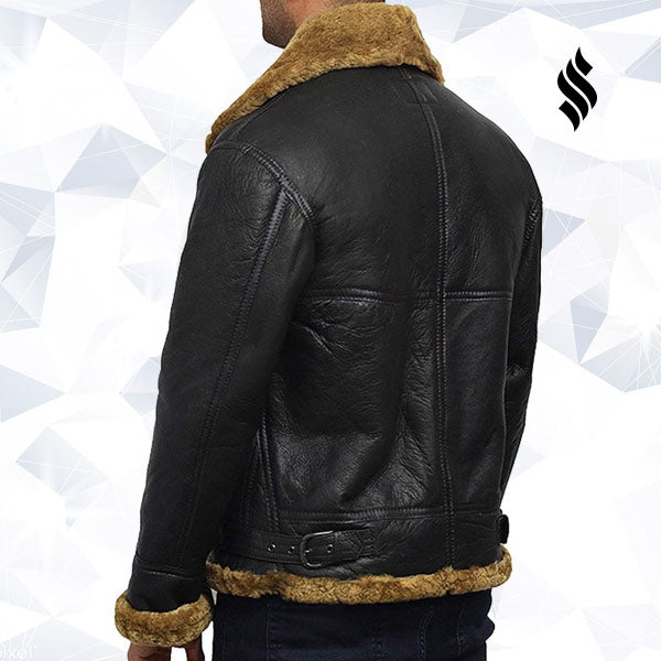 Men's Aviator B3 World War2 Real Shearling Sheepskin Flying Jacket