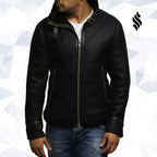 Men's Aviator Black B3 World War2 Real Shearling Sheepskin Flying Jacket