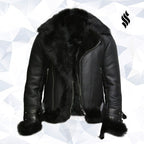 Men's Aviator Flying Jacket Real Shearling Sheepskin Toscana Flying Jacket Coat