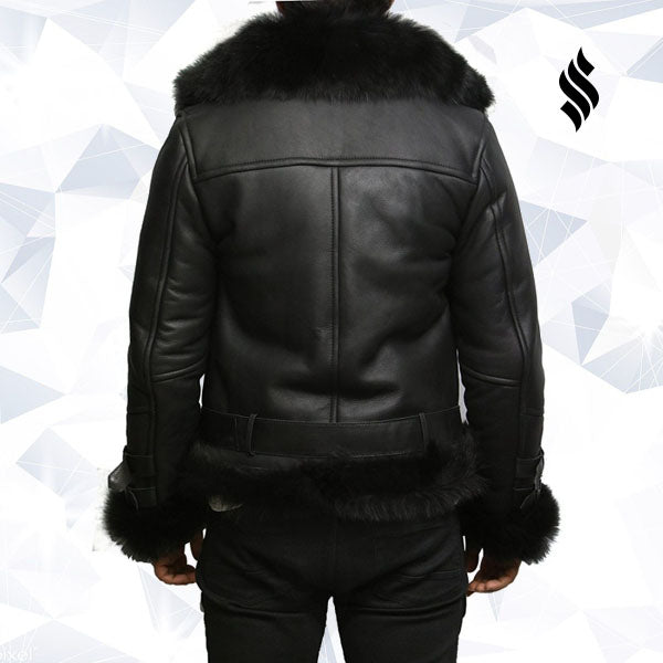 Men's Aviator Flying Jacket Real Shearling Sheepskin Toscana Flying Jacket Coat