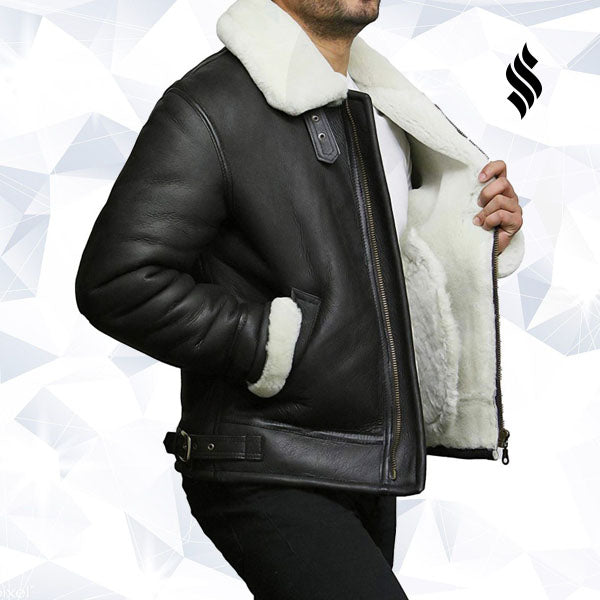 Men's Aviator RAF B3 shearling sheepskin Flying Bomber jacket
