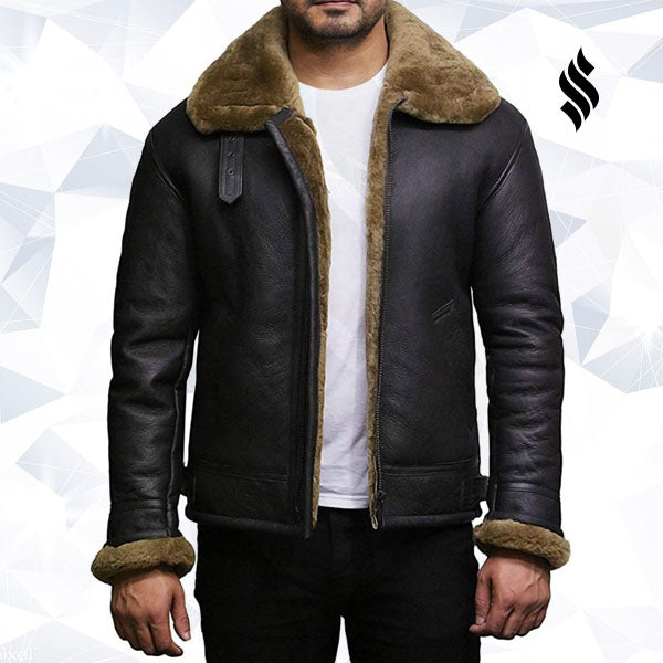 Men's Aviator RAF B3 shearling sheepskin Flying Bomber jacket