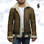 Men's Aviator Real Shearling Sheepskin Leather Bomber Flying Jacket
