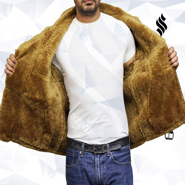 Men's Aviator Real Shearling Sheepskin Leather Bomber Flying Jacket