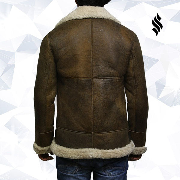 Men's Aviator Real Shearling Sheepskin Leather Bomber Flying Jacket