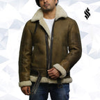 Men's Aviator Real Shearling Sheepskin Leather Bomber Flying Jacket