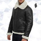 Men's Aviator Real Shearling Sheepskin Leather Flying Jacket