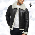 Men's Aviator Real Shearling Sheepskin Leather Flying Jacket