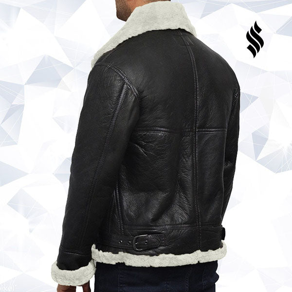 Men's Aviator Real Shearling Sheepskin Leather Flying Jacket
