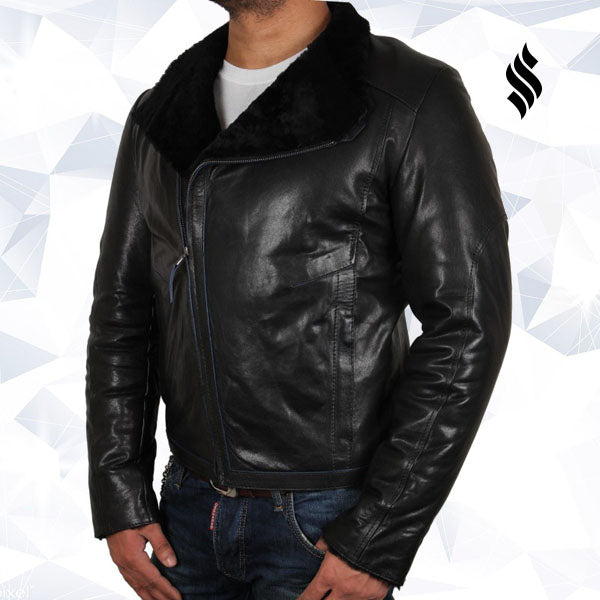 Men's Black Shearling Sheepskin Jacket